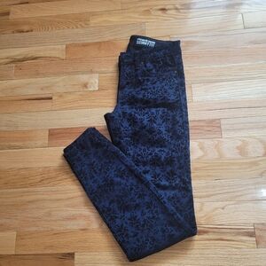 Blue Floral Patterned Jeans